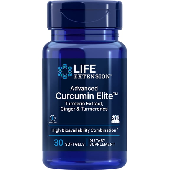 Life Extension Advanced Curcumin Elite™ Turmeric Extract, Ginger & Turmerones - Gluten-Free, Non-GMO - 30 Softgels