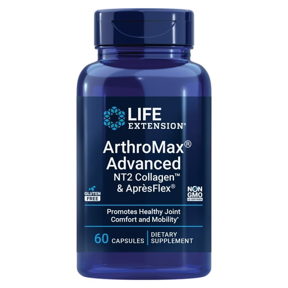 Life Extension ArthroMax® Advanced NT2 Collagen™ & AprèsFlex®, glucosamine sulfate, Boswellia (Indian frankincense), joint health, mobility, gluten-free, non-GMO, 60 capsules