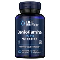 Life Extension Benfotiamine with Thiamine, 100 mg - Fat & Water Soluble Vitamin B1 - Gluten-Free, Non-GMO, 120 Vegetarian Capsules