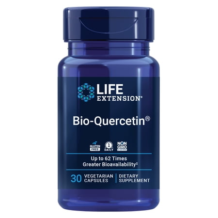 Life Extension Bio-Quercetin®, immune health supplement, heart health support, gluten free, non-GMO, vegetarian, 30 capsules