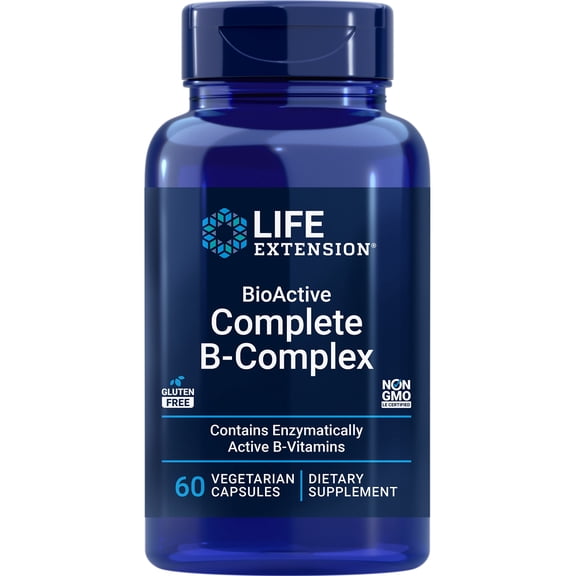 Life Extension Bioactive Complete B-complex, Heart, Brain And Nerve Support, Healthy Energy, Metabolism, Complete B Complex, 60 Vegetarian Capsules