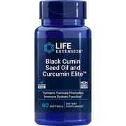 Life Extension Black Cumin Seed Oil and Curcumin Elite , black cumin, turmeric extract, immune health support, high bioavailability, whole-body health, gluten free, non-GMO, 60 softgels