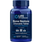 Life Extension Bone Restore Calcium Supplement Chewable Tablets, bone health supplement, calcium, vitamin D, minerals, gluten free, non-GMO, 60 tablets