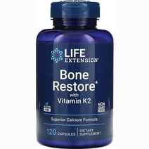 Life Extension Bone Restore with Vitamin K2 – Bone Health Supplement for Strong Bones – 3 Types of Absorbable Calcium, Vitamins D3 and K2, Minerals – Gluten-Free, Non-GMO – 120 Capsules