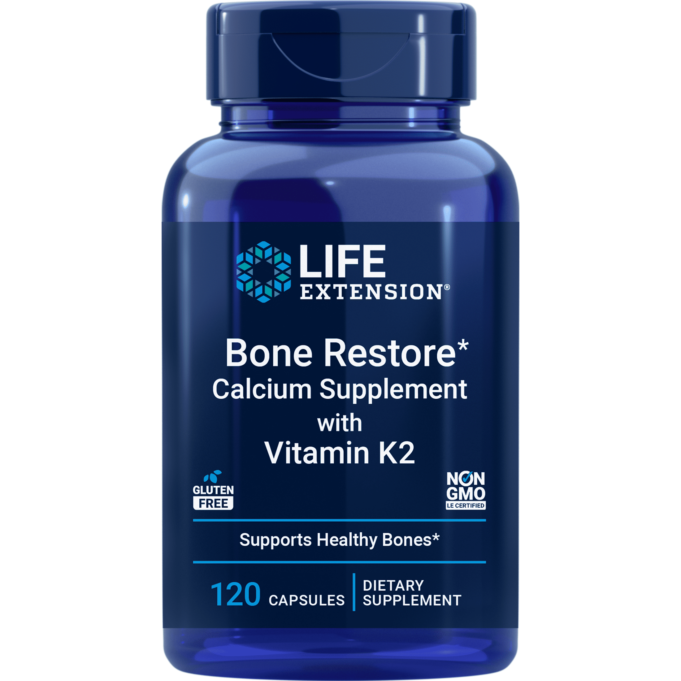 Life Extension Bone Restore with Vitamin K2  Bone Health Supplement for Strong Bones  3 Types of Absorbable Calcium, Vitamins D3 and K2, Minerals  Gluten-Free, Non-GMO  120 Capsules
