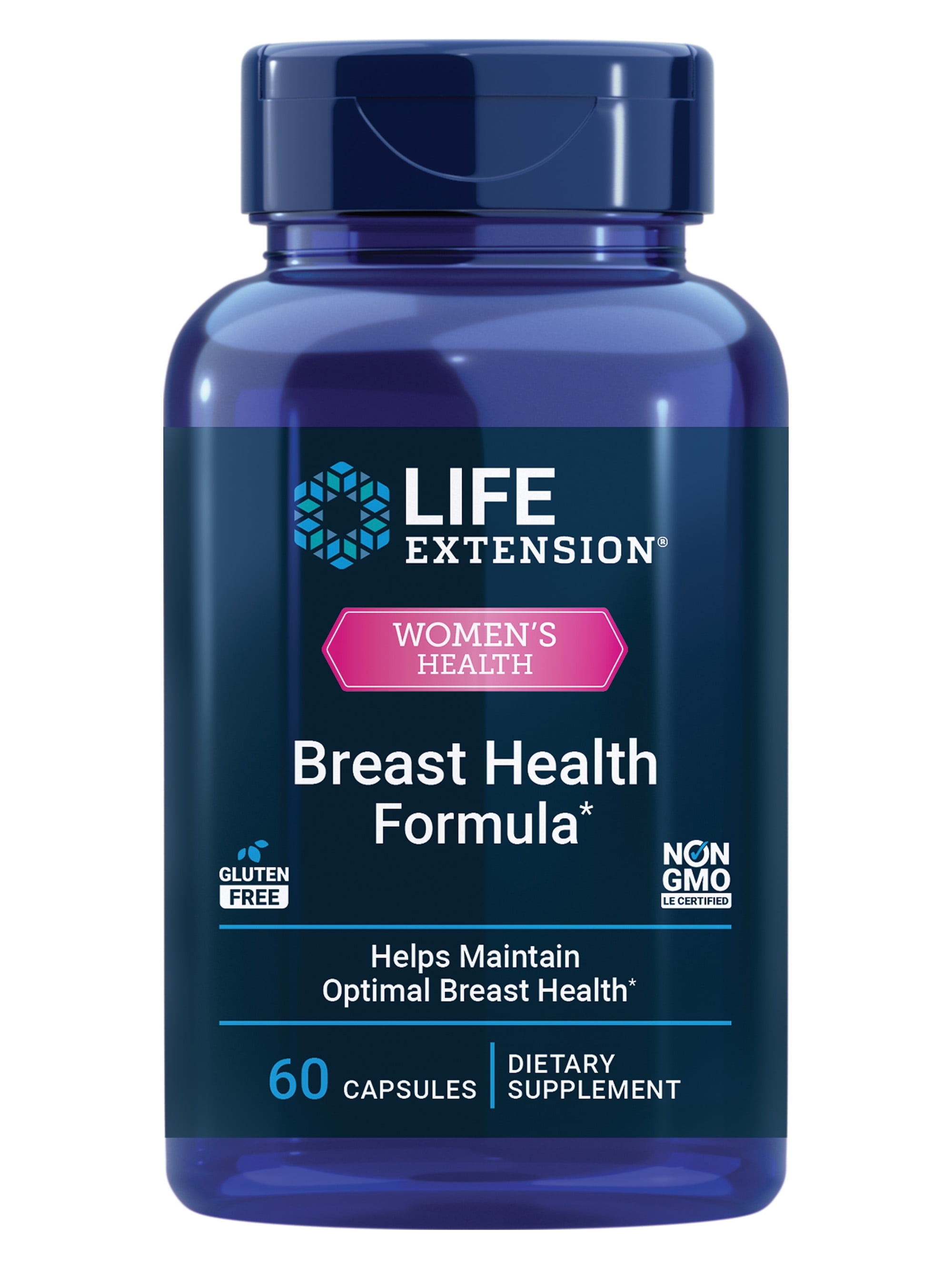 Life Extension Breast Health Formula, Breast Health Supplement, Hormone Balance, Broccoli, Soy isoflavones, indole-3-carbinol, Flaxseed lignans, Gluten Free, Non-GMO, Vegetarian, 60 Capsules