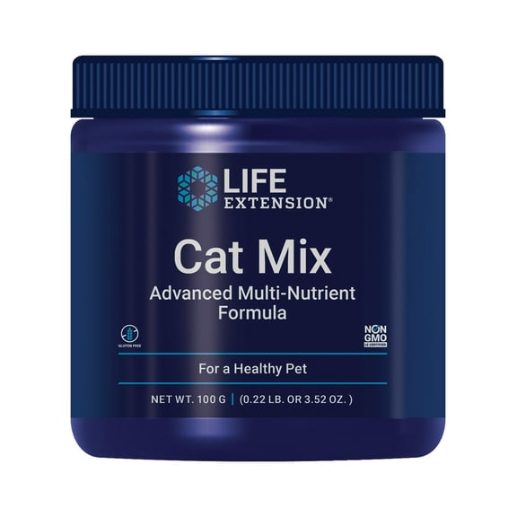 Life Extension Cat Mix For Heart, Kidney & Pancreatic Function & Gut Health, Gluten-Free, Non-GMO Net Wt.100 Grams (85 Servings)