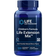 Life Extension Children's Formula Life Extension Mix, multivitamin for kids, 18 essential vitamins and minerals, berry flavored with no added sucrose, gluten-free, non-GMO, 120 chewable tablets