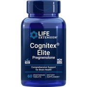 Life Extension Cognitex  Elite Pregnenolone, sage, blueberry, ashwagandha, phosphatidylserine, advanced formula, attention, focus, memory, gluten-free, non-GMO, vegetarian, 60 tablets