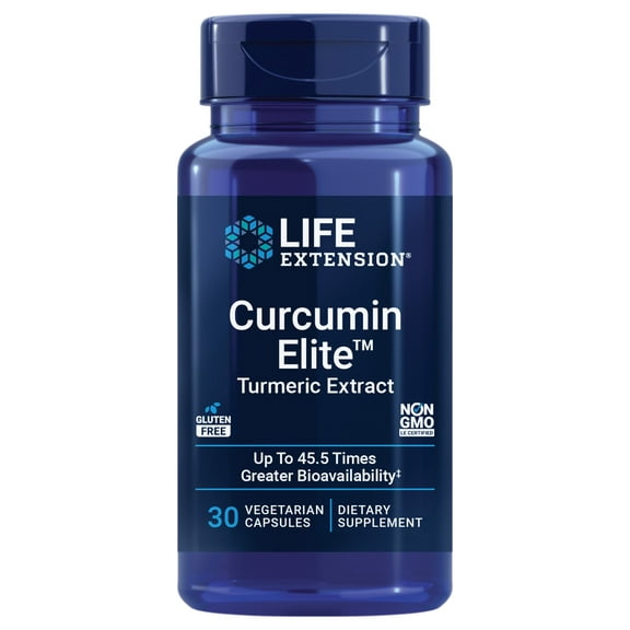 Life Extension Curcumin Elite Turmeric Extract, 500 mg - Curcuminoids, turmerones, fenugreek, inflammation health support, heart & immune support - Gluten-Free, Non-GMO - 30 Vegetarian Capsules