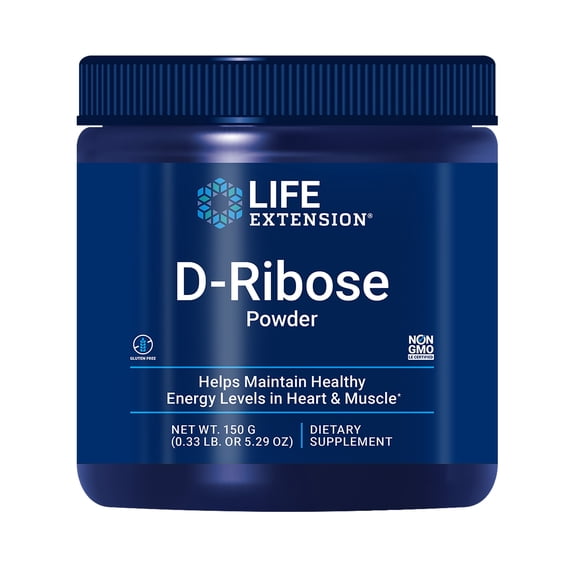 Life Extension D-Ribose Powder, Dissolve in Liquid to Encourage Cellular Energy Production and Support Heart and Muscle Health, Gluten-Free, Non-GMO, Vegetarian, 150 Grams