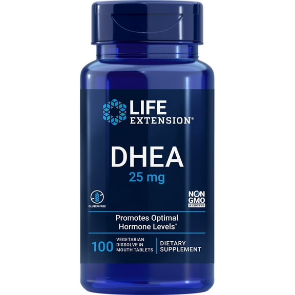 Life Extension, DHEA, 25 mg, hormone balance, memory, bone and muscle support, sexual health, 100 dissolve-in-mouth tablets