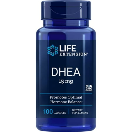 Life Extension DHEA Capsules, 15mg, 100 Ct