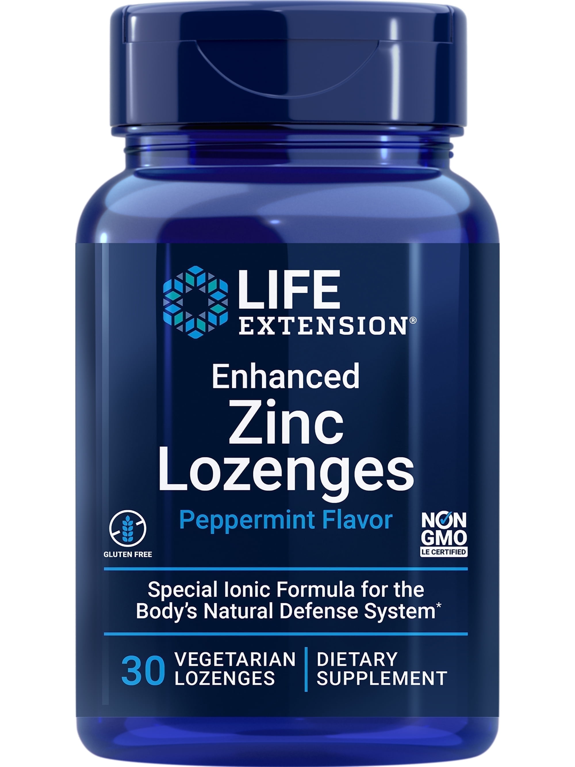 Life Extension Enhanced Zinc Lozenges, zinc Acetate, Optimal Immune Support, Strong Immune Response, Ionic zinc, Non-GMO, Gluten-Free, Vegetarian, 30 lozenges