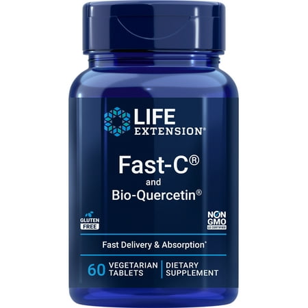 Life Extension Fast-C® and Bio-Quercetin® Phytosome - Fast delivery & absorption for optimum immune support - Gluten-Free, Non-GMO - 60 Vegetarian Tablets