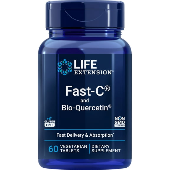 Life Extension Fast-C and Bio-Quercetin Phytosome - Fast delivery & absorption for optimum immune support - Gluten-Free, Non-GMO - 60 Vegetarian Tablets
