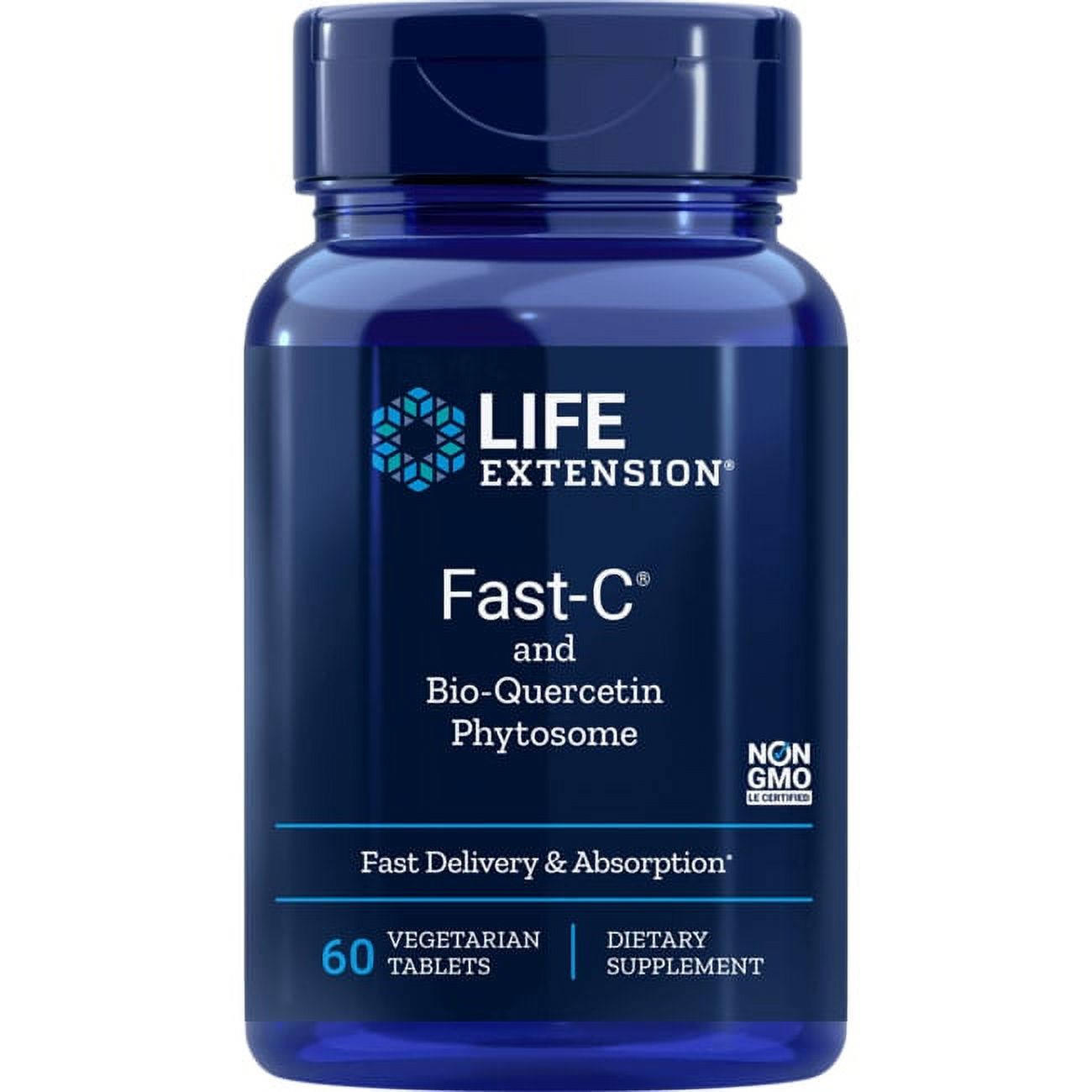 Life Extension Fast-C® and Bio-Quercetin® Phytosome - Fast delivery & absorption for optimum immune support - Gluten-Free, Non-GMO - 60 Vegetarian Tablets - image 1 of 2
