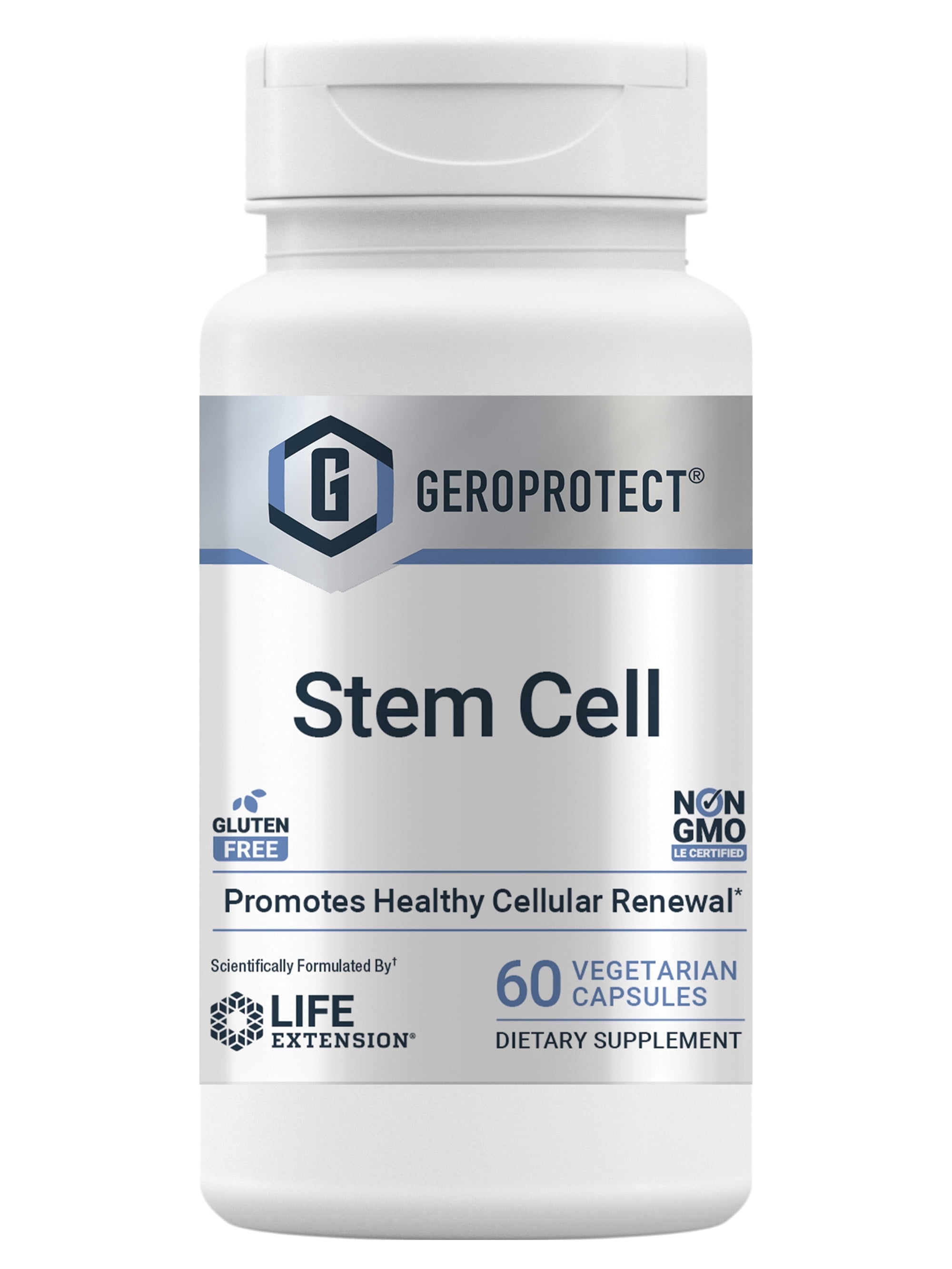 Life Extension GEROPROTECT® Stem Cell, promotes healthy cellular renewal, kokum extract, trans-resveratrol, gluten free, non-GMO, vegetarian, 60 capsules