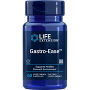 Life Extension Gastro-Ease , zinc L-carnosine, Pylopass  Lactobacillus reuteri probiotics, digestion supplement, gut health, stomach comfort, gluten-free, non-GMO, vegetarian, 60 capsules