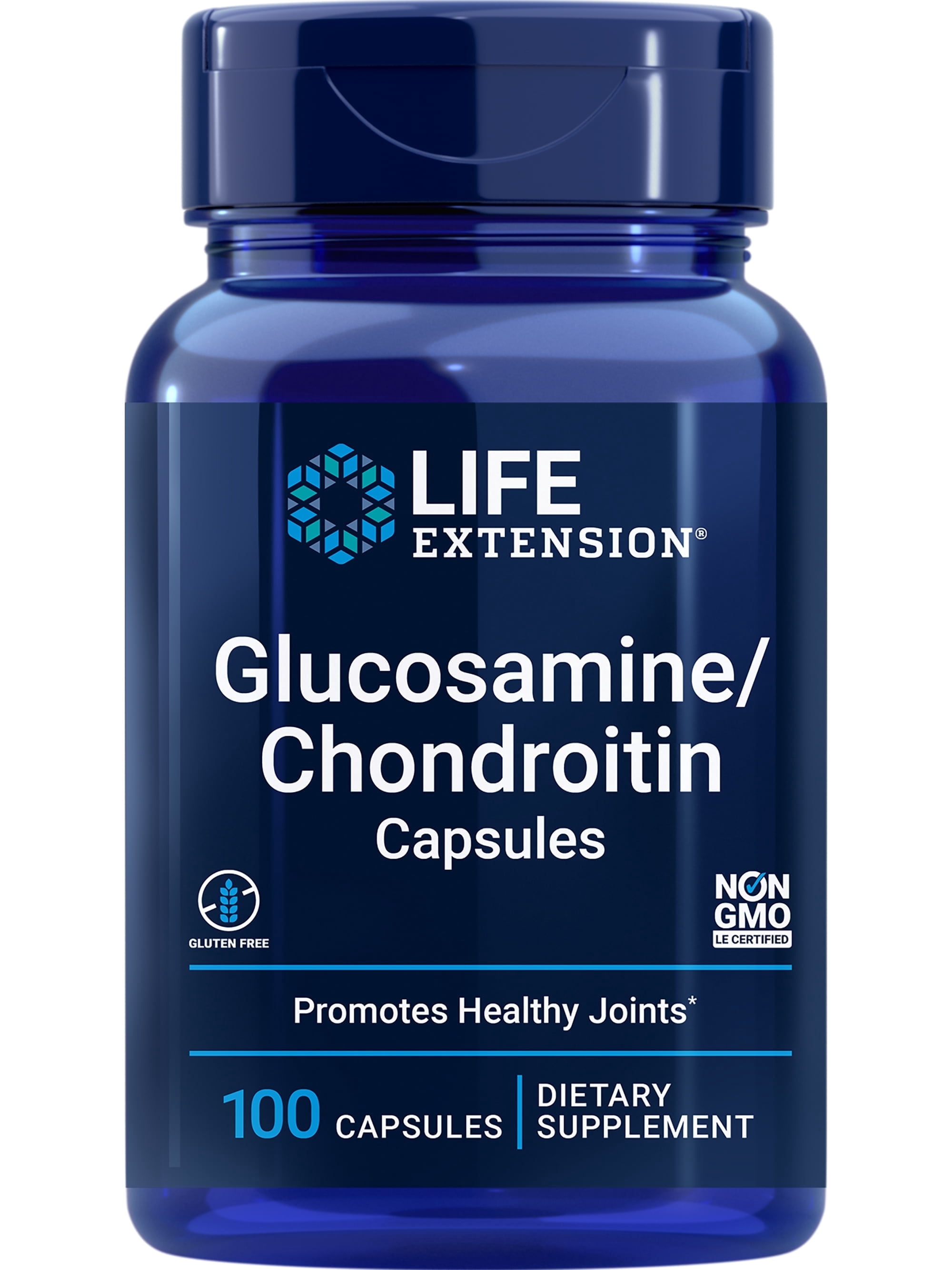 Life Extension Glucosamine/Chondroitin Capsules, high-quality nutrition for healthy joints and cartilage, non-GMO, gluten-free, 100 capsules