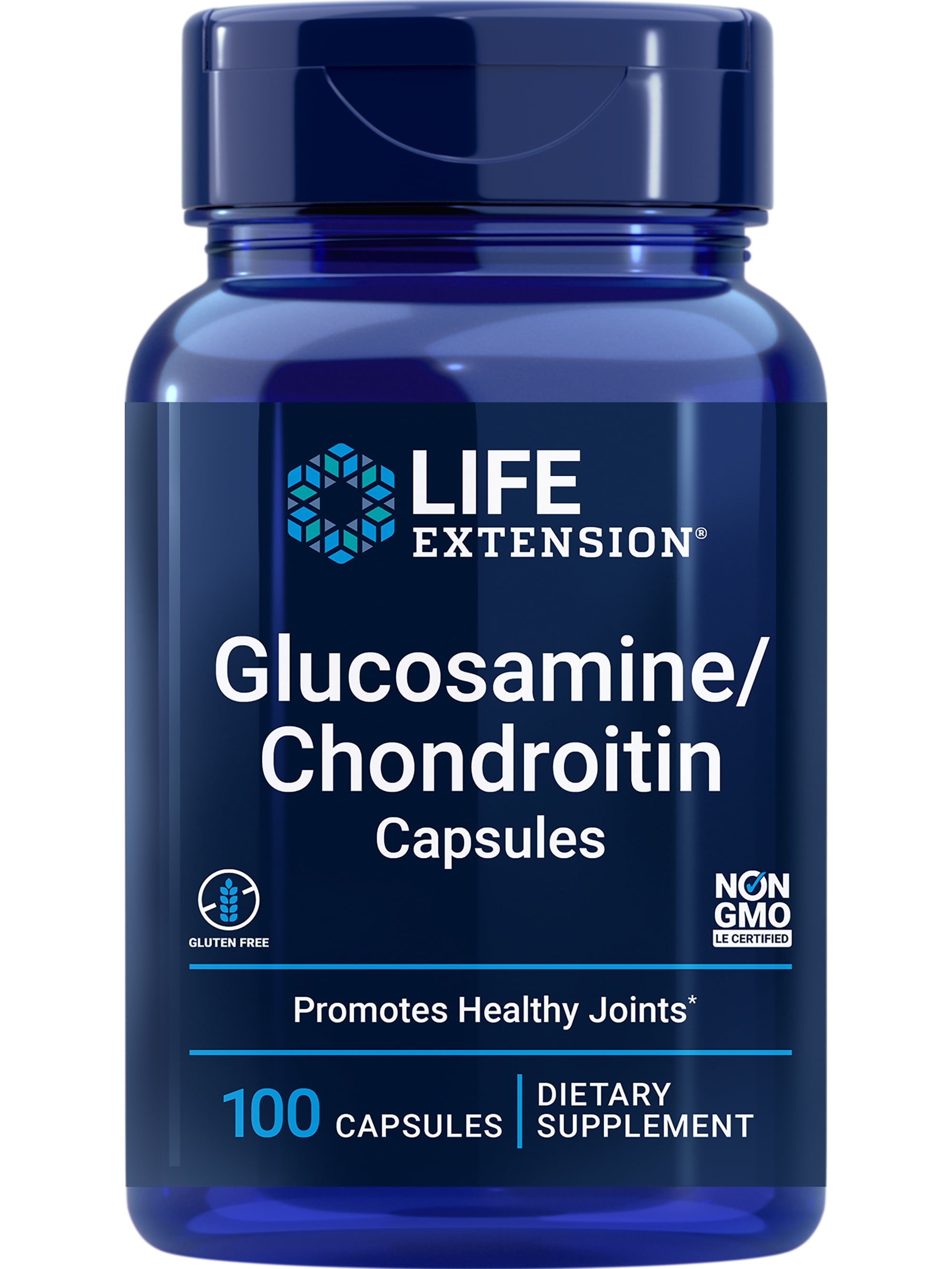 Life Extension Glucosamine/Chondroitin Capsules, high-quality nutrition for healthy joints and cartilage, non-GMO, gluten-free, 100 capsules