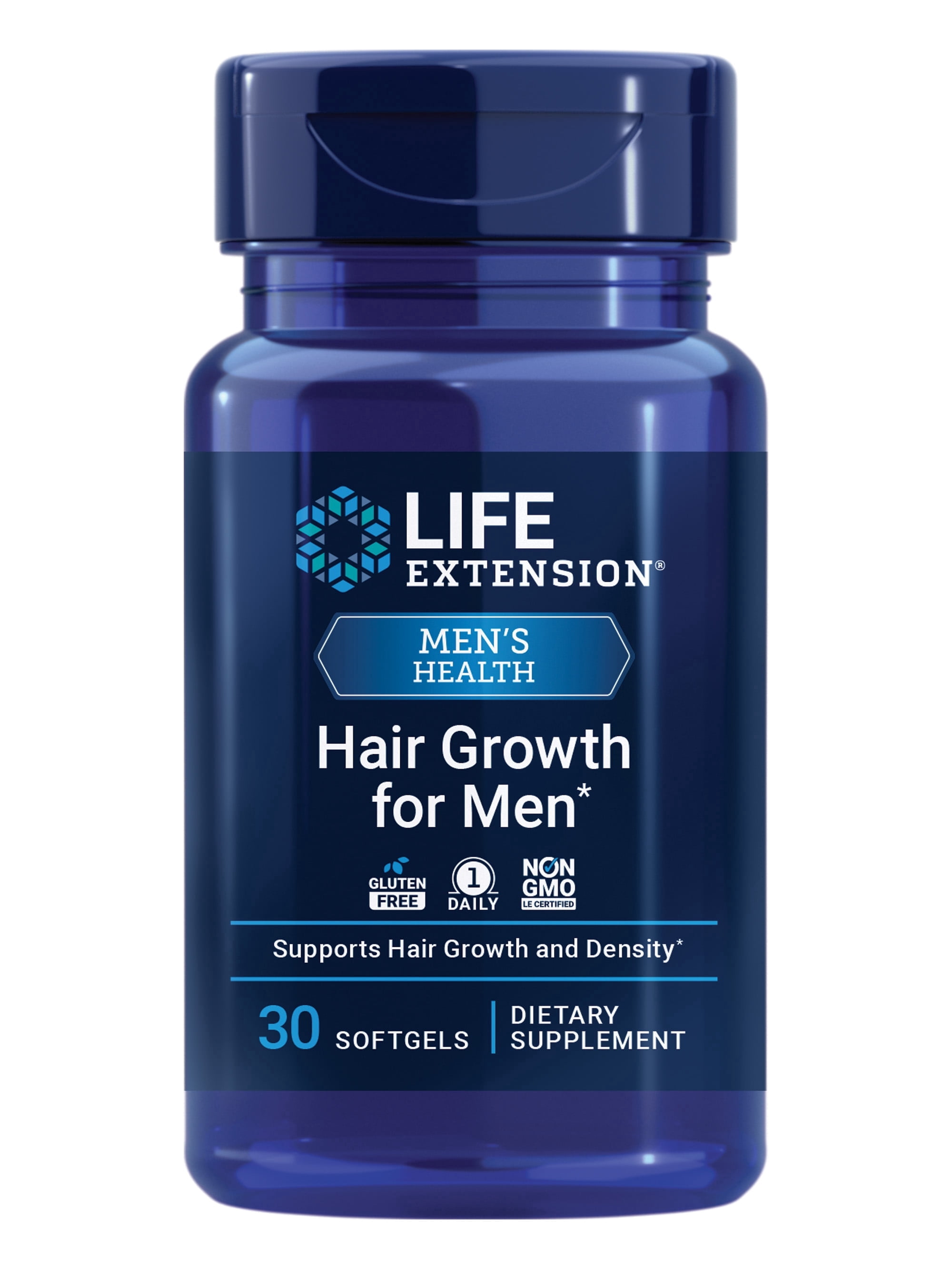 Life Extension Hair Growth for Men, ActriSave® prickly pear and black rice, VI-SPO® saw palmetto, supports hair growth, fullness and density, non-GMO, 1-daily, gluten-free, 30 softgels