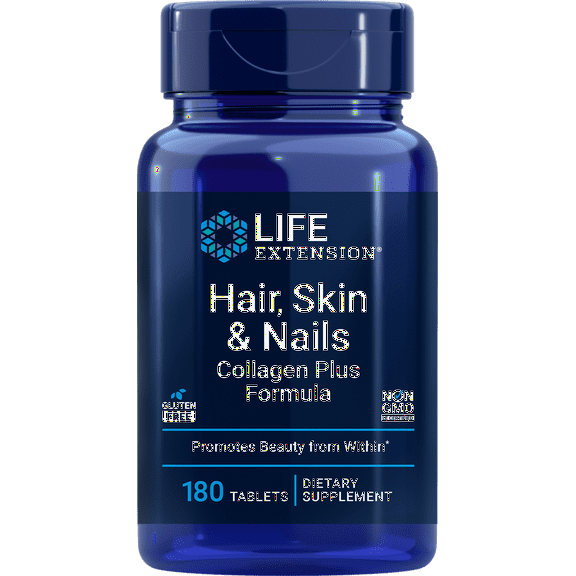 Life Extension Hair, Skin & Nails Collagen Plus Formula, 180 Tablets