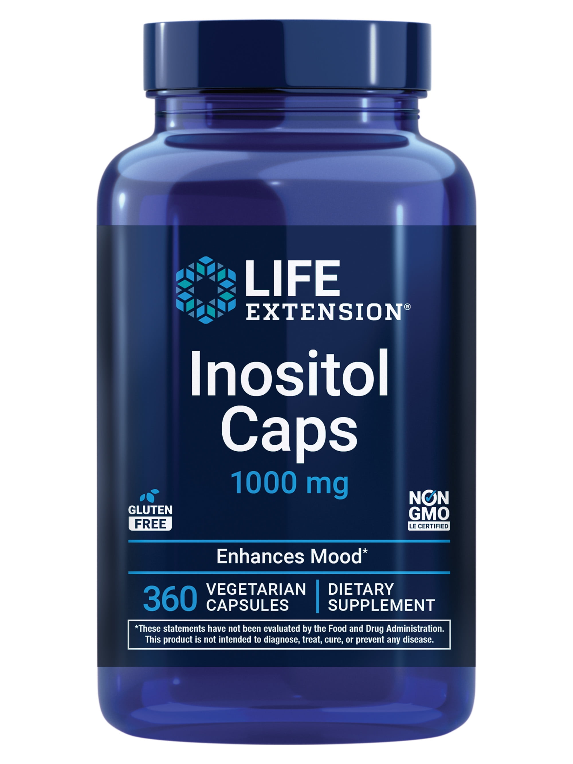 Life Extension Inositol Caps – 1000 mg, Myo-Inositol – Mood Health, Well-Being, healthy Metabolism, Hormone Balance – Gluten-Free, Non-GMO, Vegetarian – 360 Capsules