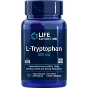 Life Extension L-Tryptophan 500 mg â L-Tryptophan Supplement for Healthy Sleep and Stress Response Support â Gluten-Free, Non-GMO, Vegetarian â 90 Capsules