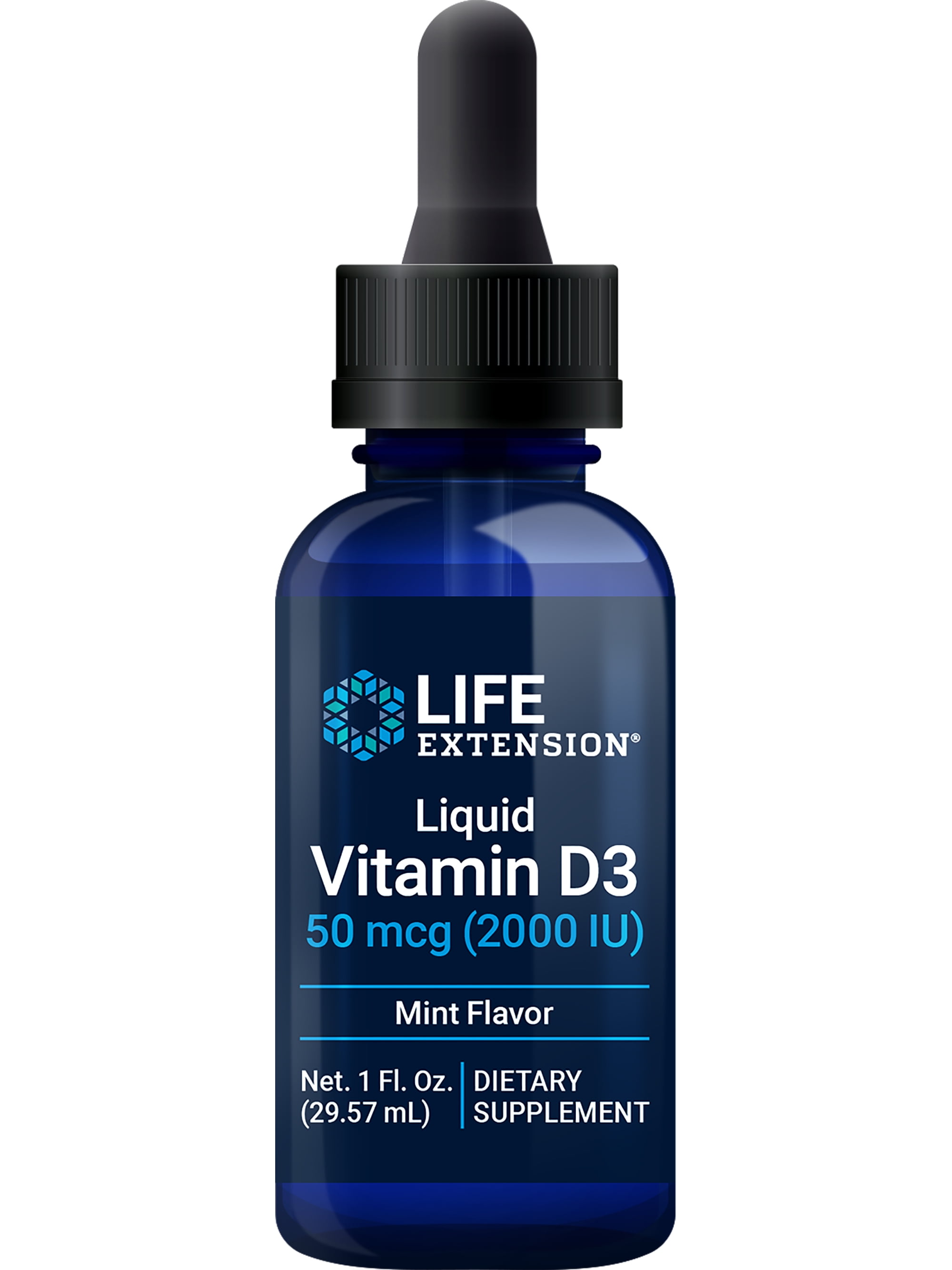 Life Extension Liquid Vitamin D3, 50 mcg (2000 IU) - Bone health, immune health, heart health - Gluten-Free, Non-GMO, Mint, Net . 1 fl. Oz. (29.57 mL)