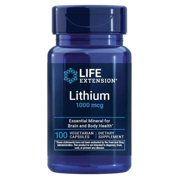 Life Extension, Lithium, 1000 mcg, lithium orotate, brain health and function, DNA health supplement, healthy aging, vegetarian, 100 capsules
