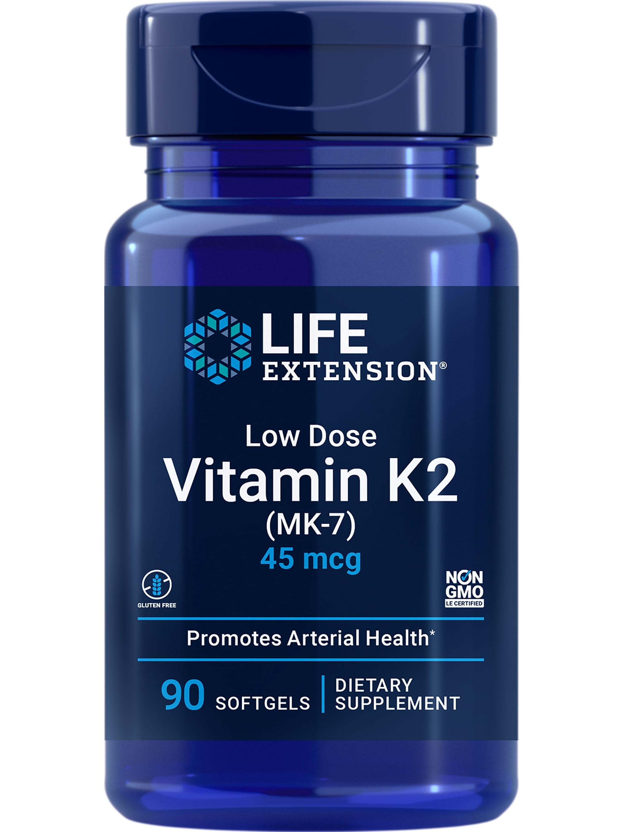 Life Extension Low Dose Vitamin K2  Supports Arterial Health  Non-GMO, Gluten-Free  90 Softgels