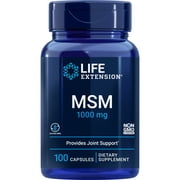 Life Extension MSM, 1000 mg - Methylsulfonylmethane, supports healthy joints, helps relieve muscle and joint discomfort, antioxidant support - Gluten-Free, Non-GMO - 100 Capsules