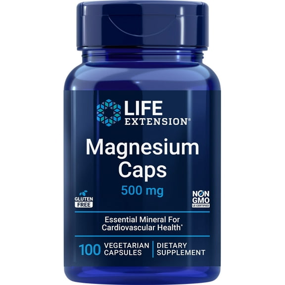 Life Extension Magnesium Caps, 500 mg, magnesium oxide, magnesium citrate, magnesium succinate, heart health, healthy bones, metabolism support, 100 vegetarian capsules