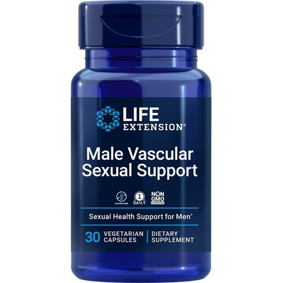 Life Extension Male Vascular Sexual Health Support - Hormone-Free Black Ginger Extract - 1 Daily, Gluten-Free, Vegetarian, Non-GMO - 30 Capsules