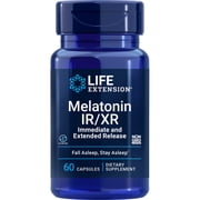 Life Extension Melatonin IR/XR, 1.5 mg, immediate- and extended-release formula for optimal sleep support, healthy circadian rhythms, cellular defense, gluten-free, non-GMO, 60 capsules