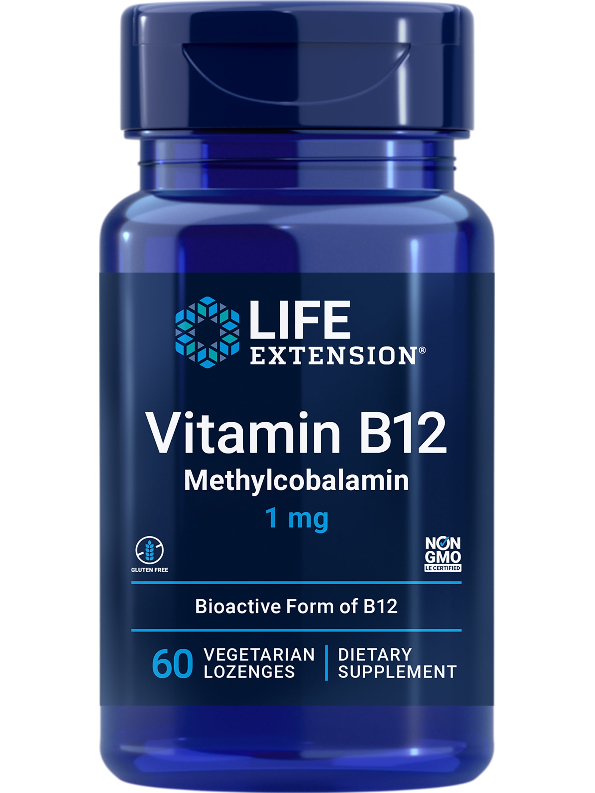 Life Extension Vitamin B12 Methylcobalamin, nerve health supplement, cognitive support, energy vitamin, methylcobalamin B12, 1 mg, quick-dissolving, vegetarian, 60 lozenges