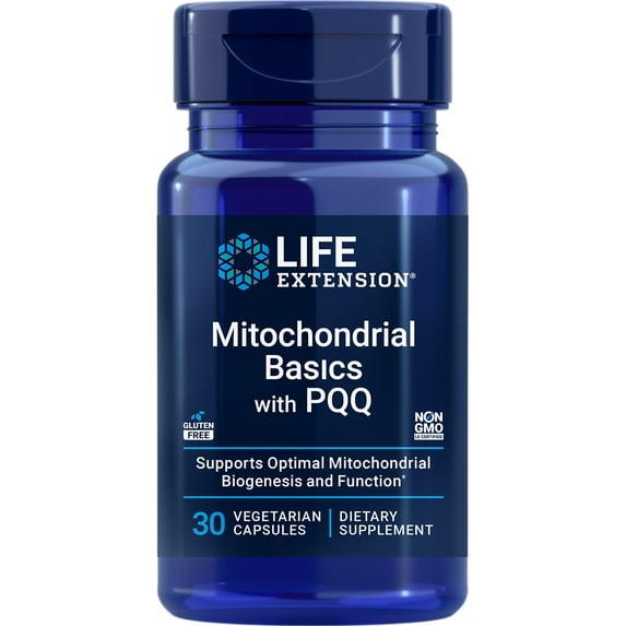 Life Extension Mitochondrial Basics with PQQ - 3 nutrients for cellular energy in one - Gluten-Free, Non-GMO - 30 Vegetarian Capsules