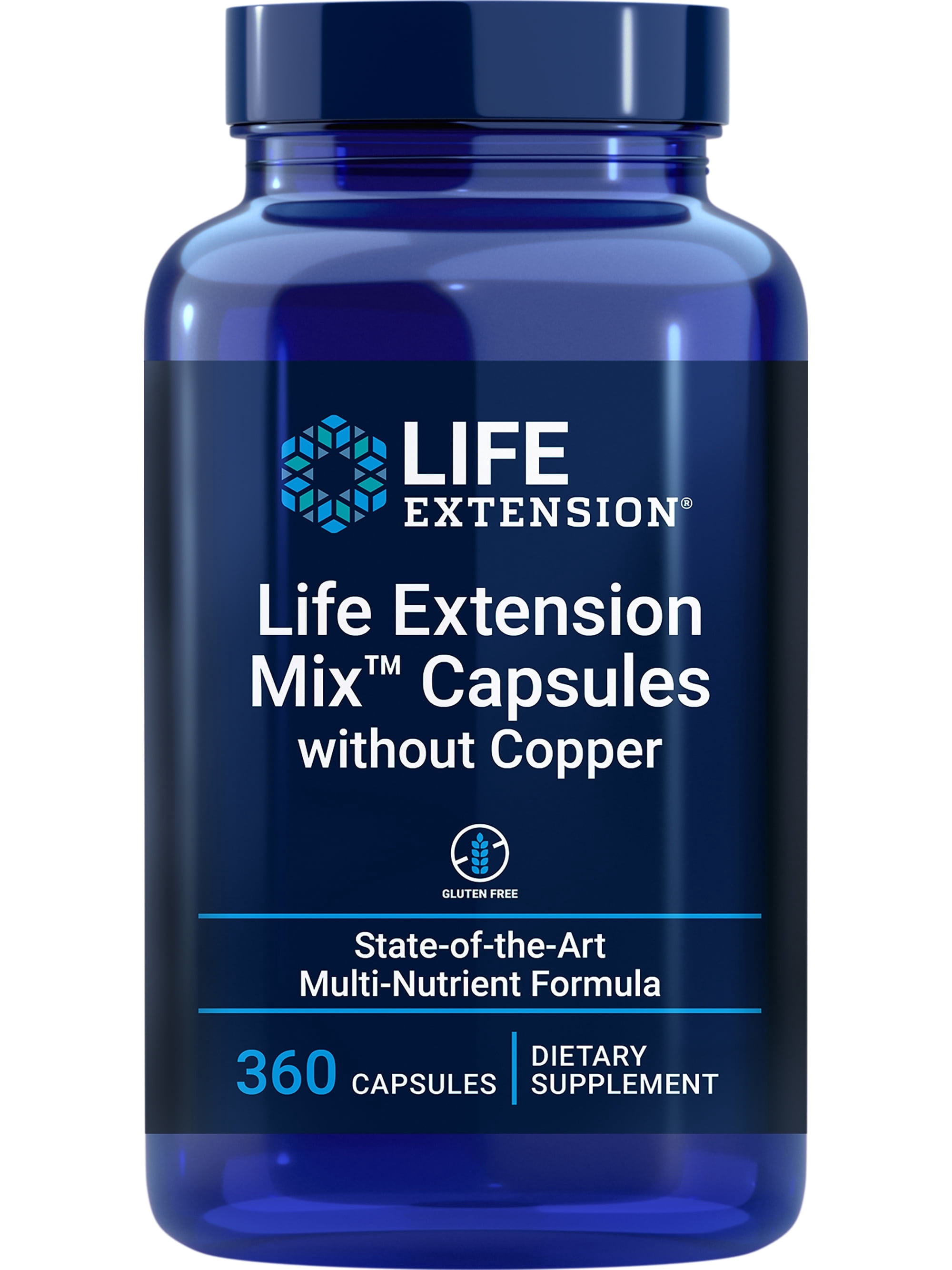 Life Extension Mix Capsules without Copper - High-Potency Vitamin, Mineral, Fruit and Vegetable Supplement - Complete Daily Veggies Blend for Whole-Body Health Support - Gluten-Free - 360 Capsules