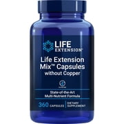Life Extension Mix Capsules without Copper - High-Potency Vitamin, Mineral, Fruit and Vegetable Supplement - Complete Daily Veggies Blend for Whole-Body Health Support - Gluten-Free - 360 Capsules