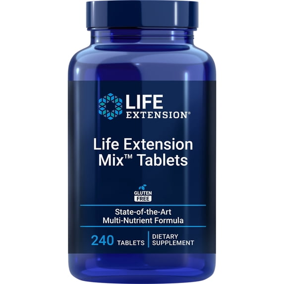 Life Extension Mix Tablets, high-potency, advanced vitamin, mineral, fruit and vegetable formula, vitamin C, B, D, E, magnesium, for whole-body health, healthy aging, gluten-free, 240 tablets