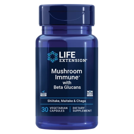 Life Extension Mushroom Immune with Beta Glucans - Promotes a balanced, healthy immune response - Gluten-Free, Non-GMO - 30 Vegetarian Capsules