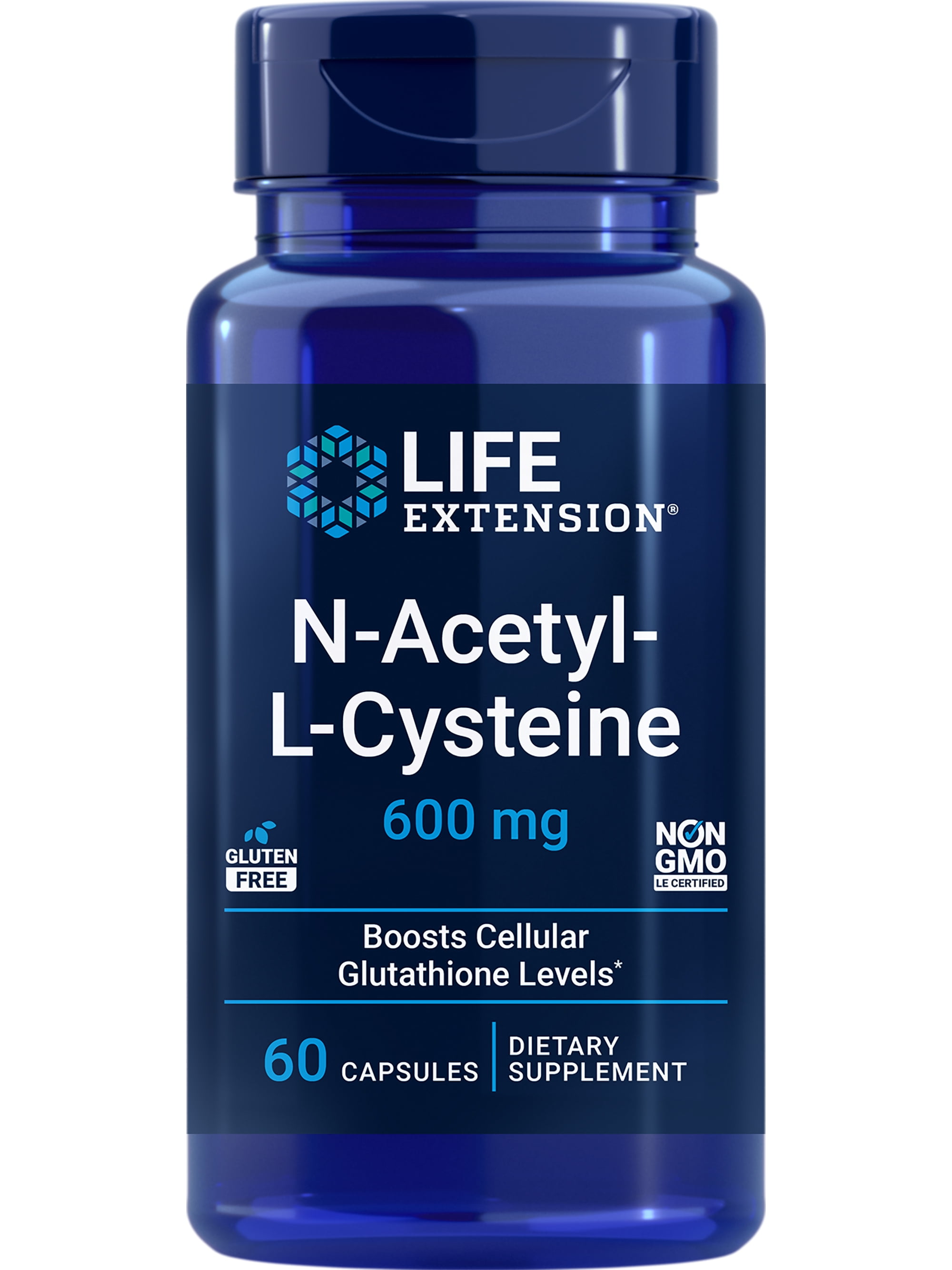 Life Extension N-Acetyl-L-Cysteine (NAC), Immune Response, Respiratory Health, Liver Health, NAC 600 mg, antioxidant Defense, Free radicals, Easy to Absorb, 60 Capsules