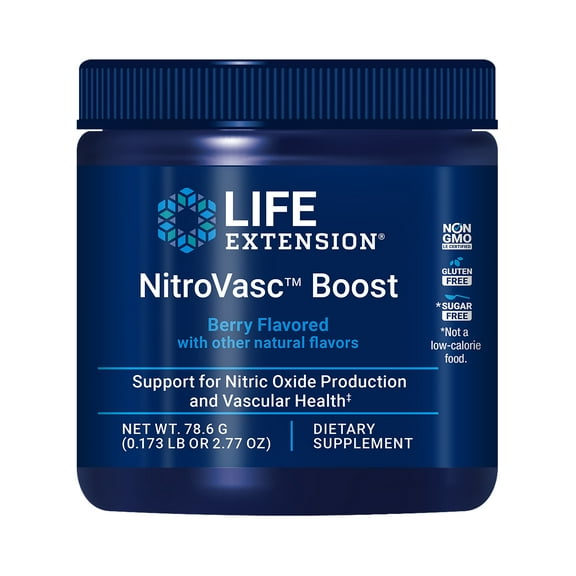 Life Extension NitroVasc Boost, Blood Flow Supplement, Nitric Oxide Support, Heart Health, L-arginine, Gluten-Free, Non-GMO, Vegetarian, 1 Scoop, 30 Servings