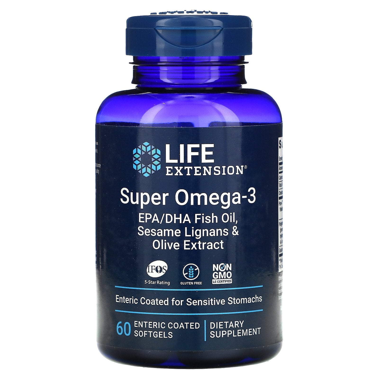 Life Extension Super Omega3 EPA/DHA Fish Oil, Sesame Lignans & Olive