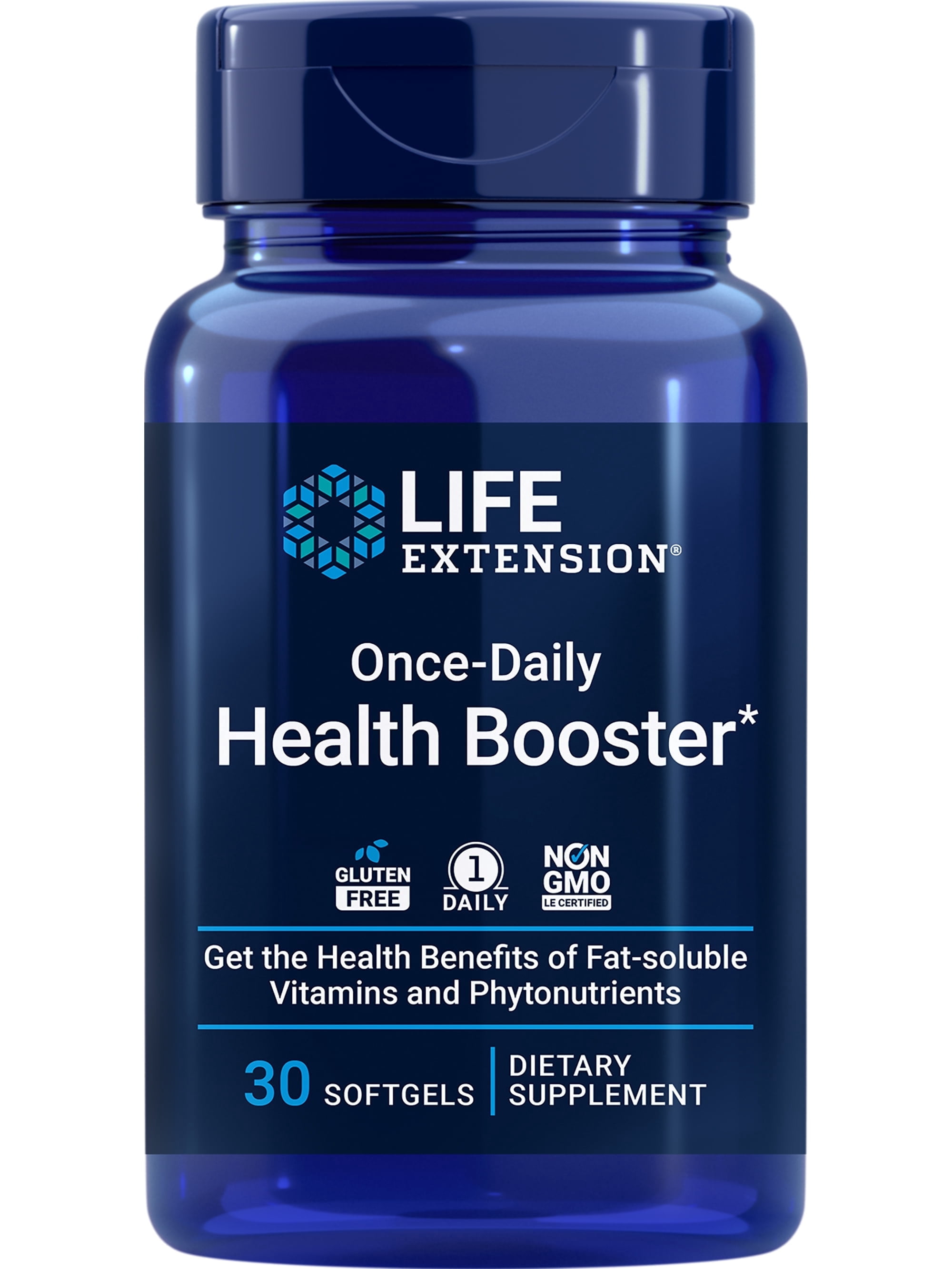 Life Extension Once-Daily Health Booster, vitamins E, K1 & K2, phospholipids, fat-soluble nutrients for eye health, bone health, heart health, gluten-free, 1 daily, non-GMO, 30 softgels