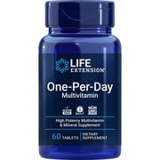Life Extension, One-Per-Day Multivitamin, vitamin D 50 mcg, magnesium 100 mg, folate 680 mcg, zinc 25 mg, whole-body health, 60 tablets