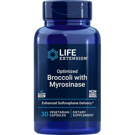 Life Extension Optimized Broccoli with Myrosinase, Liver and Detox Supplement, Advanced bioavailable, Once-Daily, Non-GMO, Vegetarian, Gluten-Free, 30 Capsules
