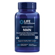 Life Extension Optimized NAD+ NMN nicotinamide mononucleotide with Resveratrol Elite, Healthy Aging, NAD+ Production, Cellular Energy, Gluten Free, Non-GMO, Vegetarian, 30 Capsules