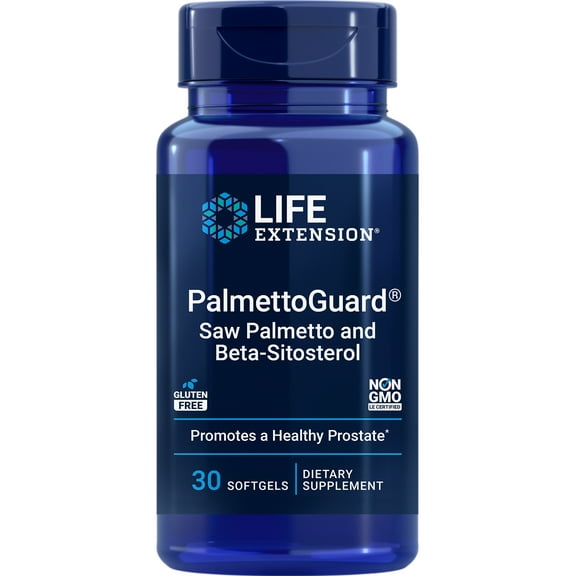 Life Extension PalmettoGuard Saw Palmetto and Beta-Sitosterol - Supports healthy prostate function & hormone metabolism - Gluten-Free, Non-GMO - 30 Softgels